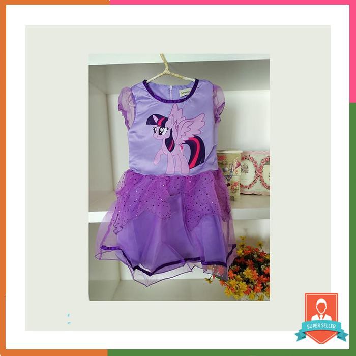 SETELAN BAJU GAUN DRESS ANAK PEREMPUAN LITTLE PONI LACE (ZH - DGP012)