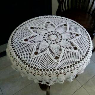Taplak meja bundar rajut putih handmade Shopee Indonesia