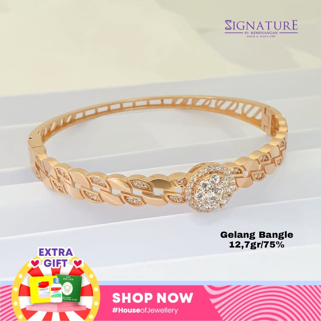 GELANG BANGLE EMAS ROSEGOLD KADAR 750 MODEL FASHION BY AMERO.#155