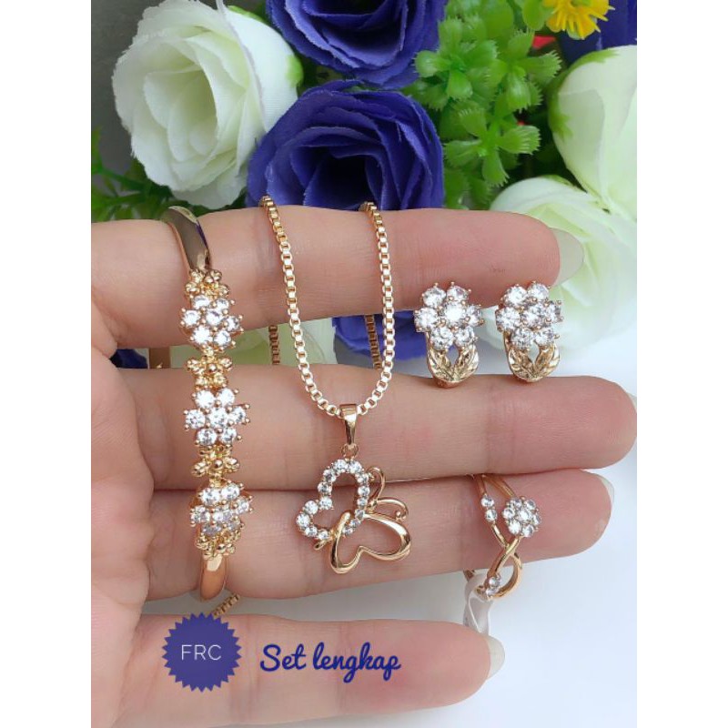 [xuping] paket perhiasan gelang bangle bunga mata gold xuping asli 220121