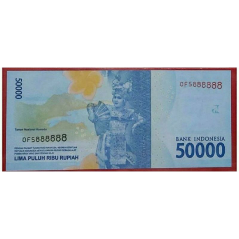 Uang Kertas Kuno Djuanda 50000 Rupiah Tahun 2016 Nomor Cantik Solid 8