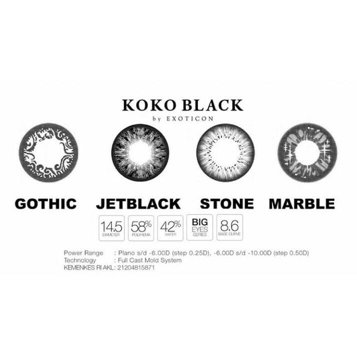 SOFTLENS KOKO BLACK MINUS (-0.50 s/d -8.00) BY EXOTICON