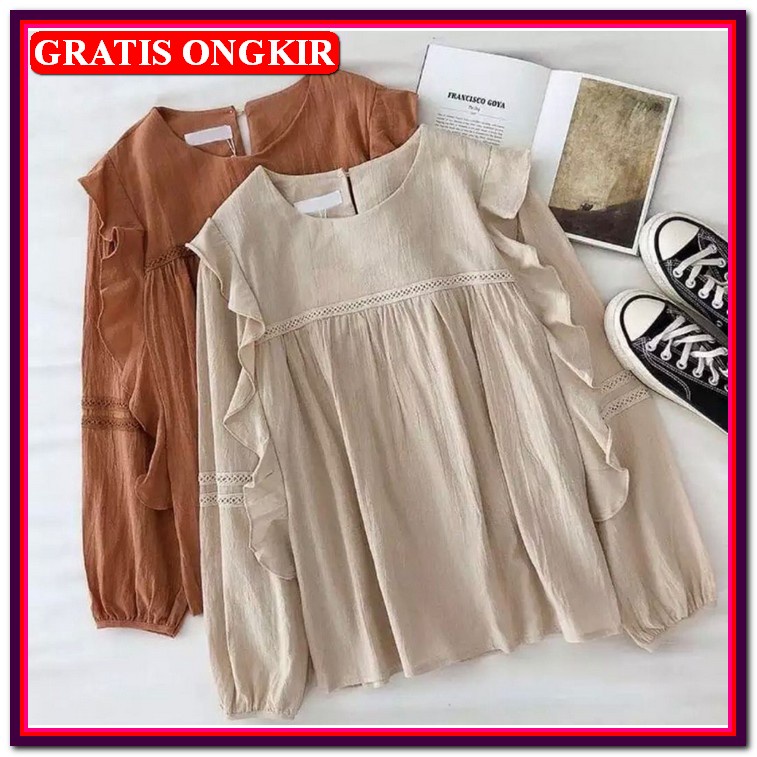 Via Tunik Matt Wollycrepe Mix Katun Kotak Premium Fashion Wanita Muslim | Baju Atasan Wanita Terbaru