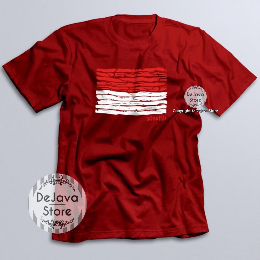 Kaos Distro Indonesia Flag Merah Putih Baju Kemerdekaan Agustus Unisex Premium | 1614-3