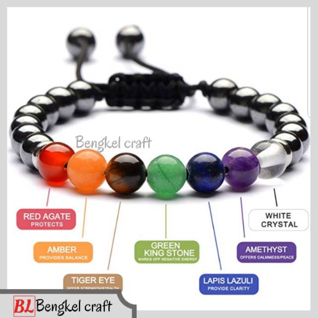 Natural Crystal Healing Properties Gelang Yoga batu alam 7 cakra keseimbangan tubuh