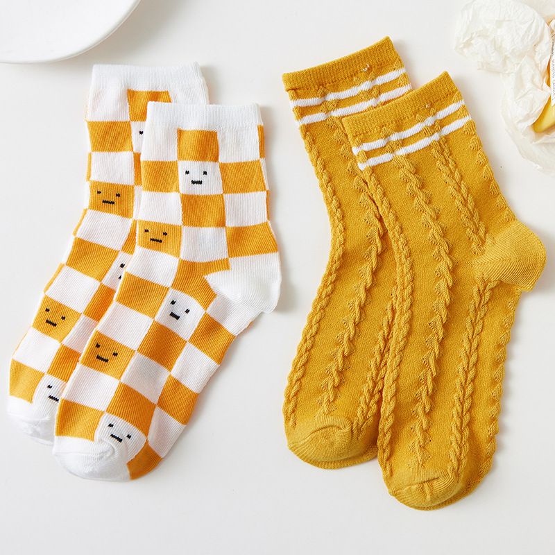 [littlecrab] Kaos Kaki Orange White Kaos Kaki Jeruk Oren Jingga Putih Kaos Kaki Panjang Cute Orange Women Socks Kaos Kaki Berkualitas High Quality Sock Korean Style