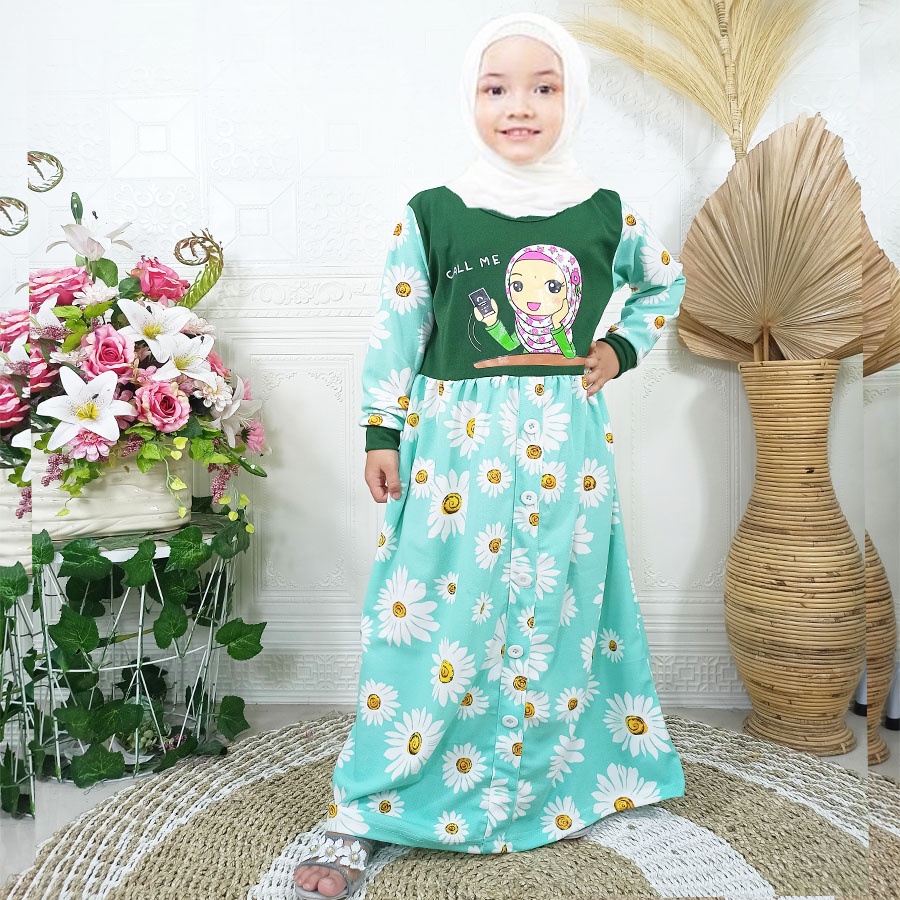 CALL ME ANAK MUSLIMAH CANTIK BERBUNGA 4-12tahun CARLINA FASHION