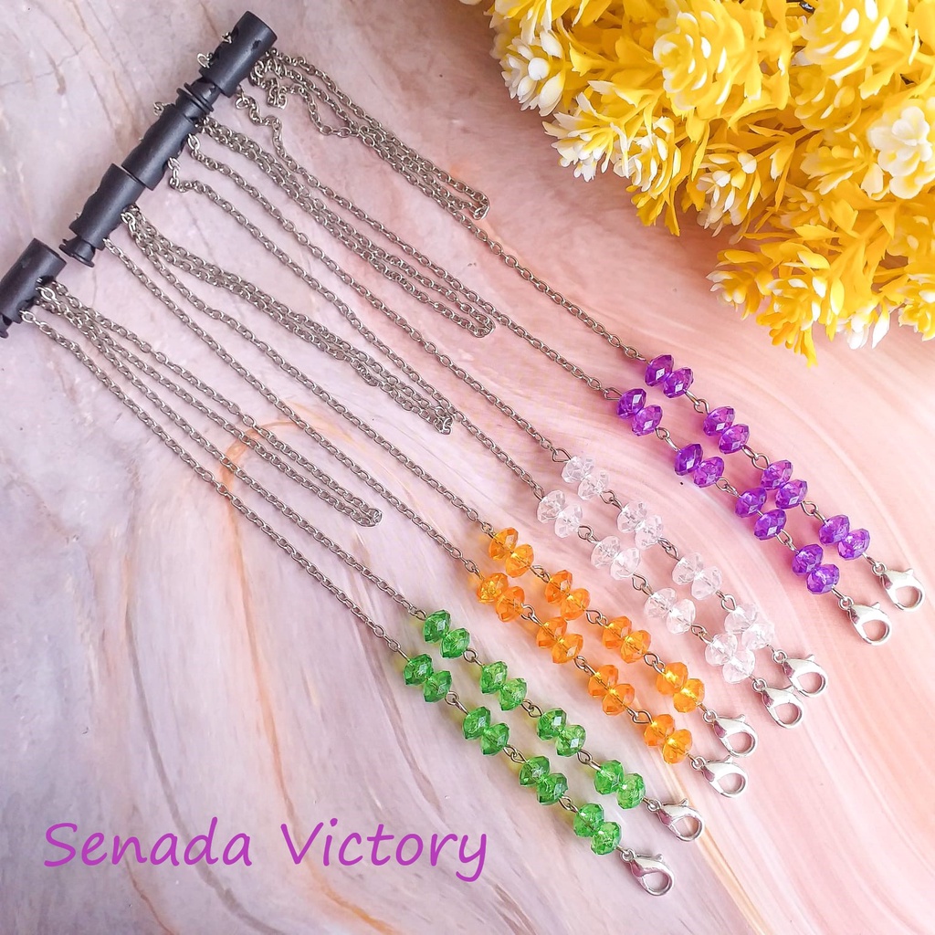 Senada Victory Tali Masker 2 in 1 Kalung Mask Kristal Cantik SKM00