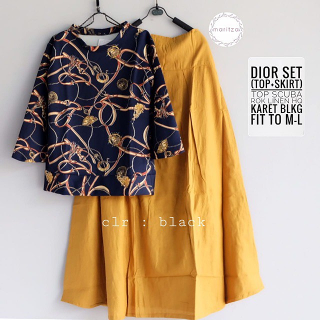 Dior set ( top + Skirt ) black Girls Muslim Casual