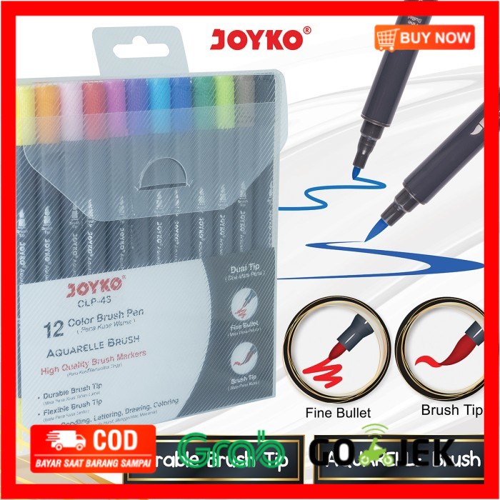 

(BISA COD) Color Brush Pen Pena Kuas Warna Joyko CLP-43 12 Warna Color