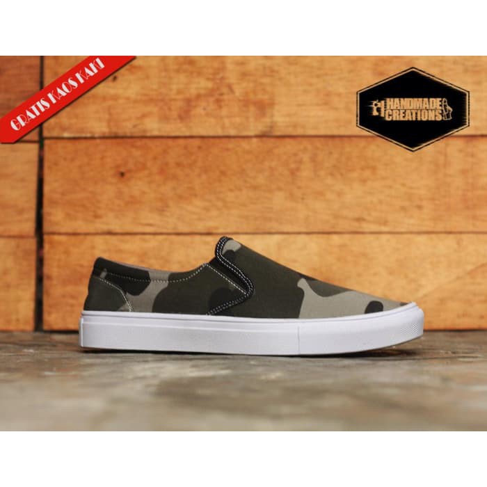 sepatu pria slop kanvas army