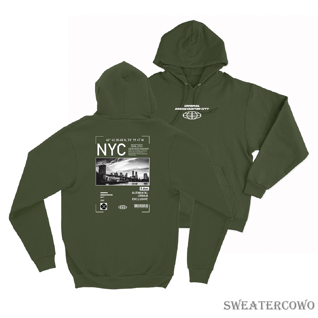 Sweaterpolos Hoodie Jumper NYC ( Sablon ) Unisex Pria &amp; Wanita