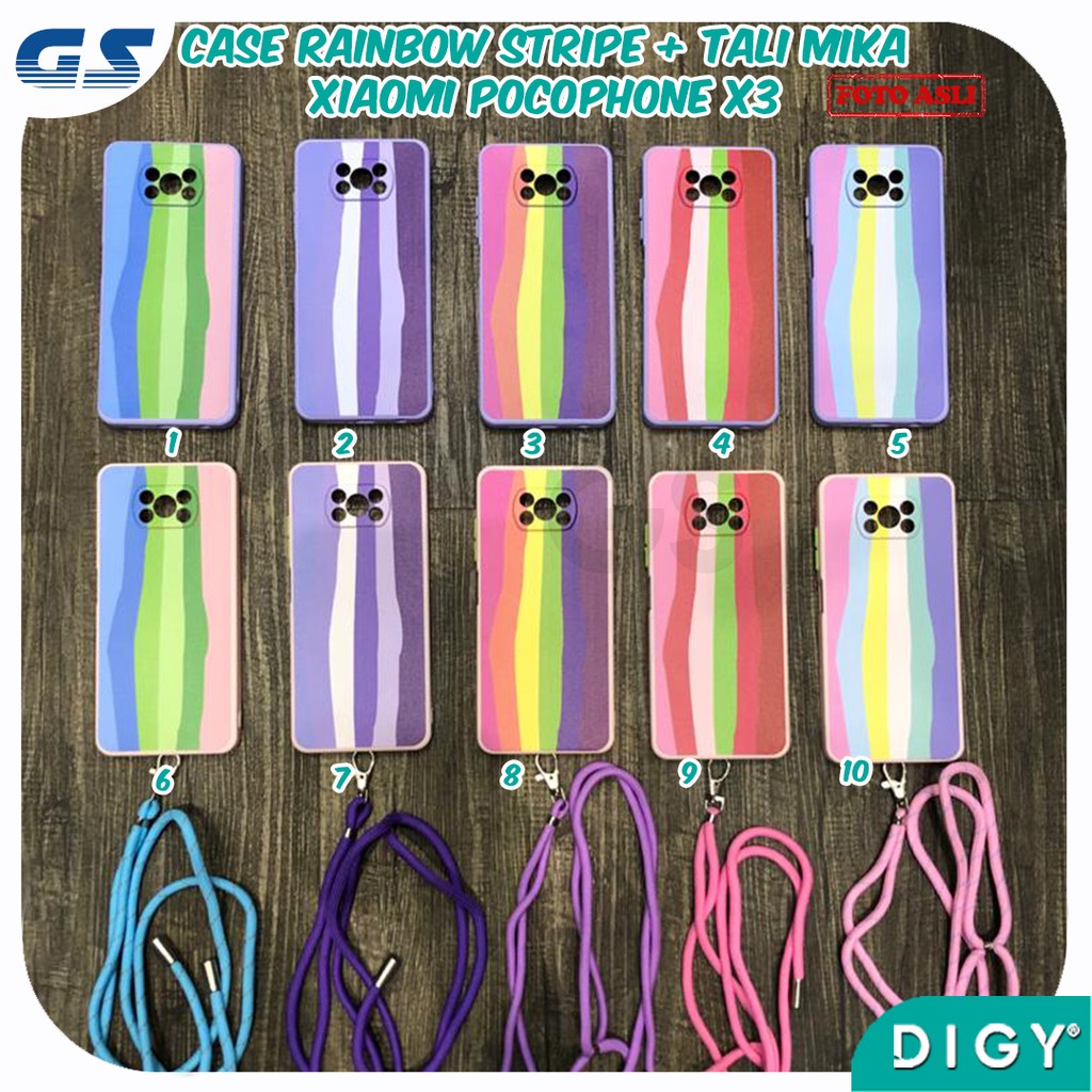 Softcase Tali Slingcase Lanyard Rainbow SAMSUNG A32 4G A02S M02S  OPPO A53  XIAOMI POCO M3 X3