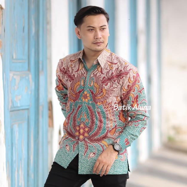 Baju Batik Pria Lengan Panjang Kemeja Batik Solo Premium Slimfit Modern  ALUNA ASD-069