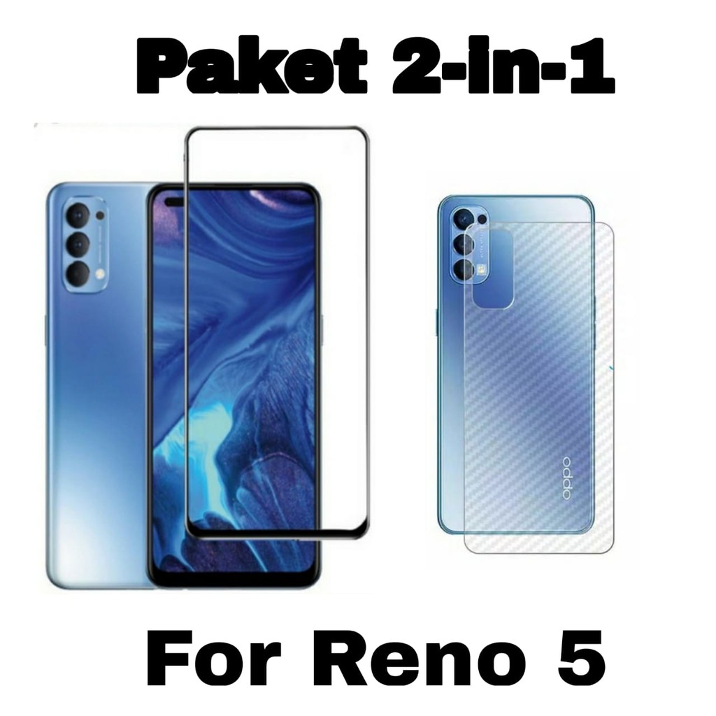 TEMPERED GLASS  OPPO RENO 5 FULL LAYAR FREE GARSKIN CARBON 3D