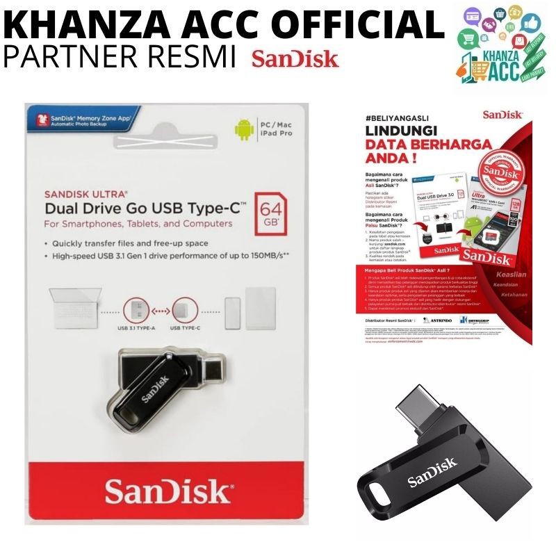 KHANZAACC Sandisk OTG 64GB USB Type-C USb 3.1 Ultra Dual Drive Go