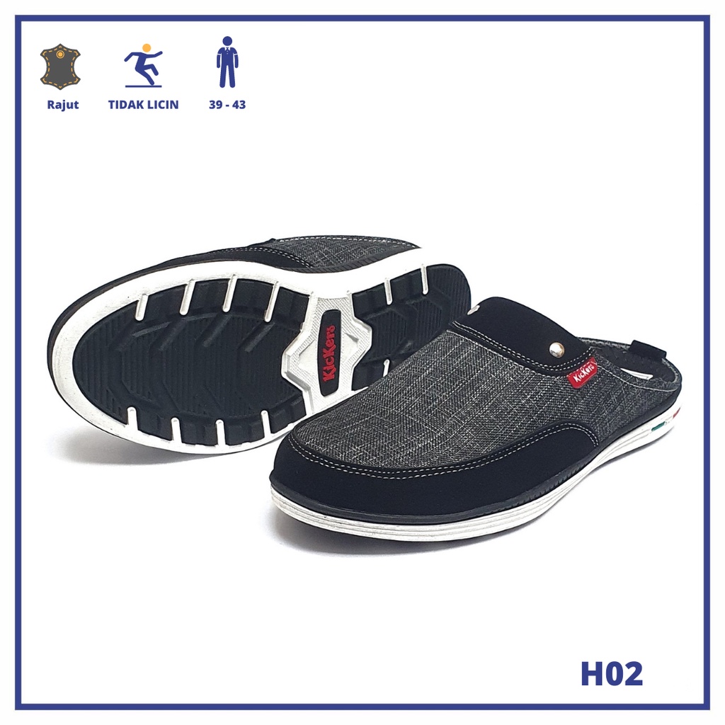 Kickers Sandal Selop Pria Kasual Hitam - H02