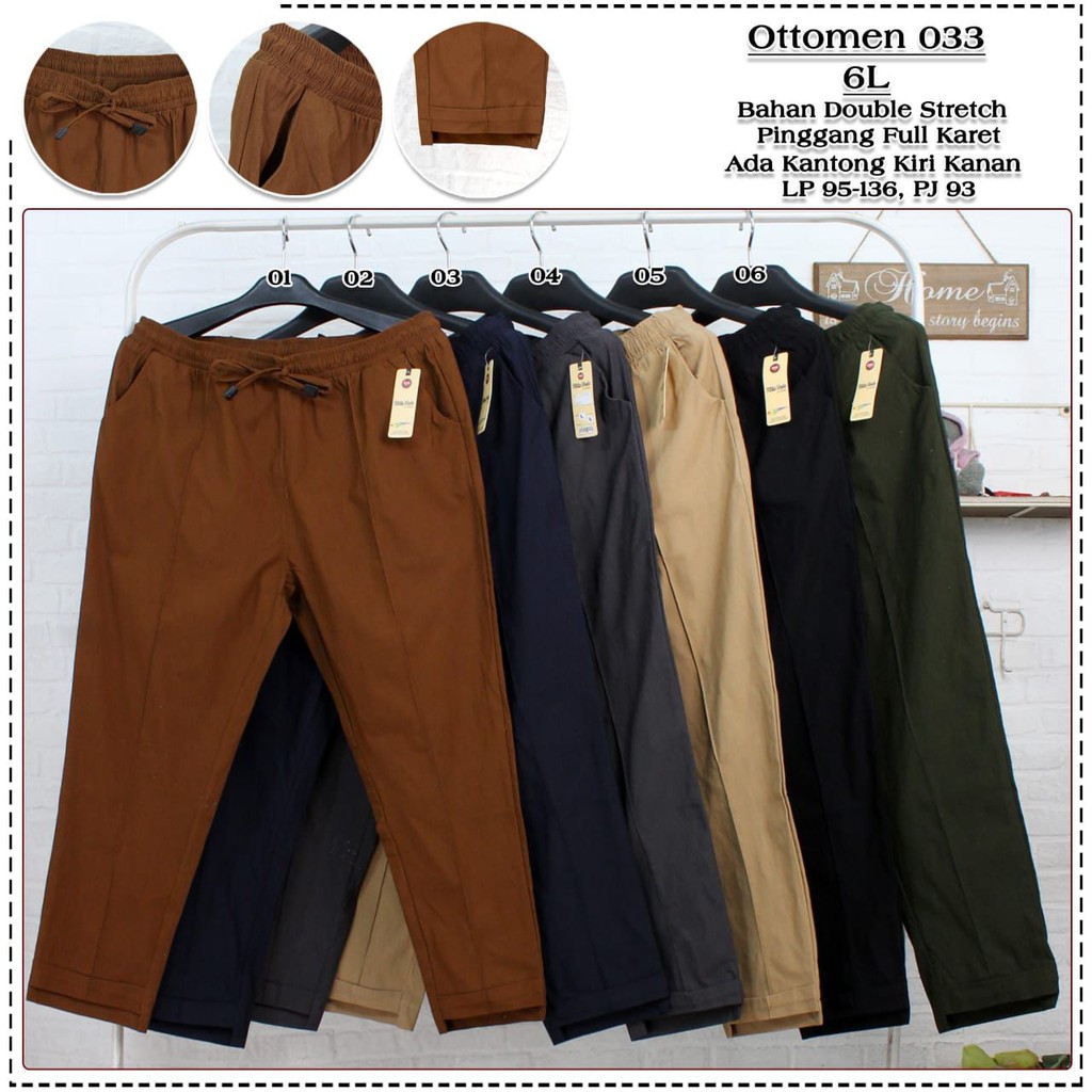 JUMBO BAGGY PANTS PREMIUM SIZE 6L CELANA CHINO WANITA | CELANA CHINO PANJANG WANITA | CHINOS OTTOMEN