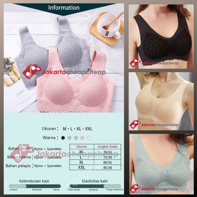 JC092 Bra Lace Wanita Pakaian Dalam Cewek Renda Tanpa Kawat Nyaman