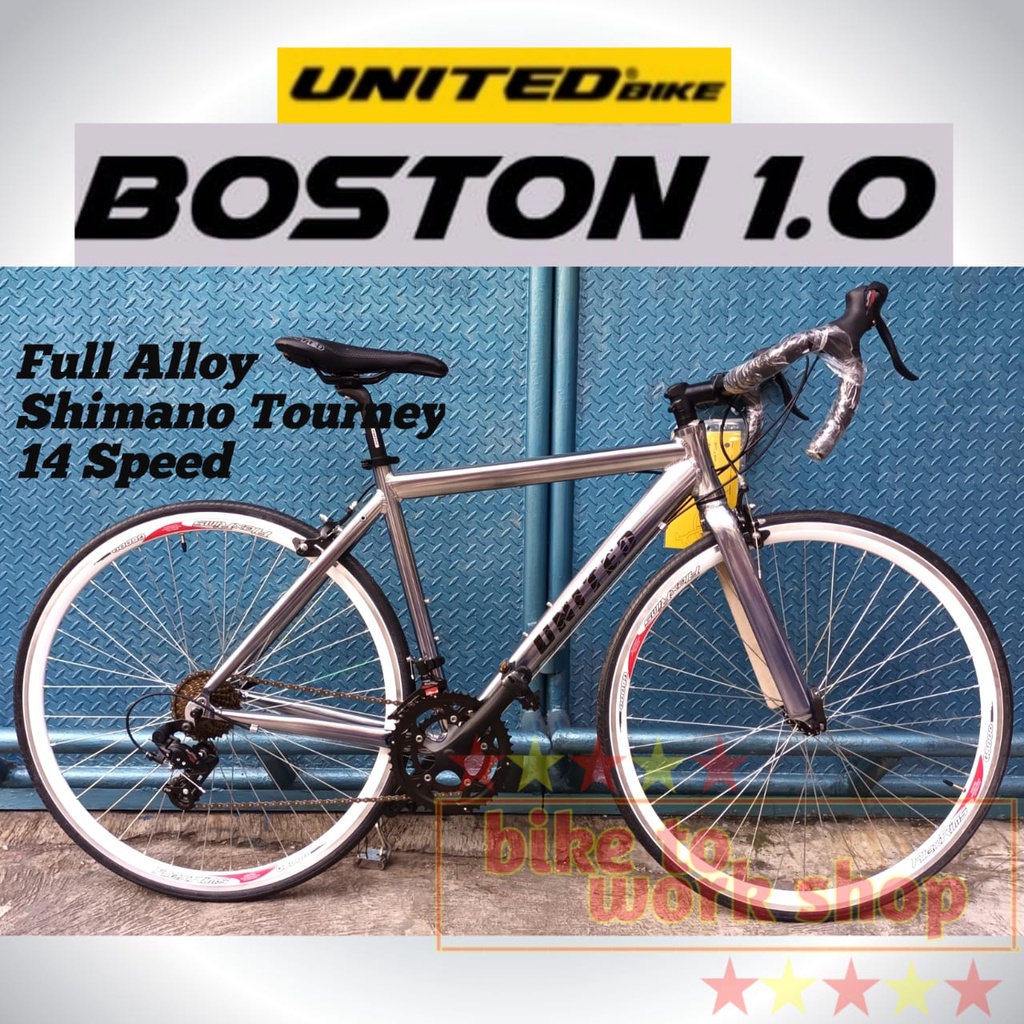 SEPEDA BALAP UNITED BOSTON 1.0 ALLOY SHIMANO 14 SPEED ROADBIKE 700C