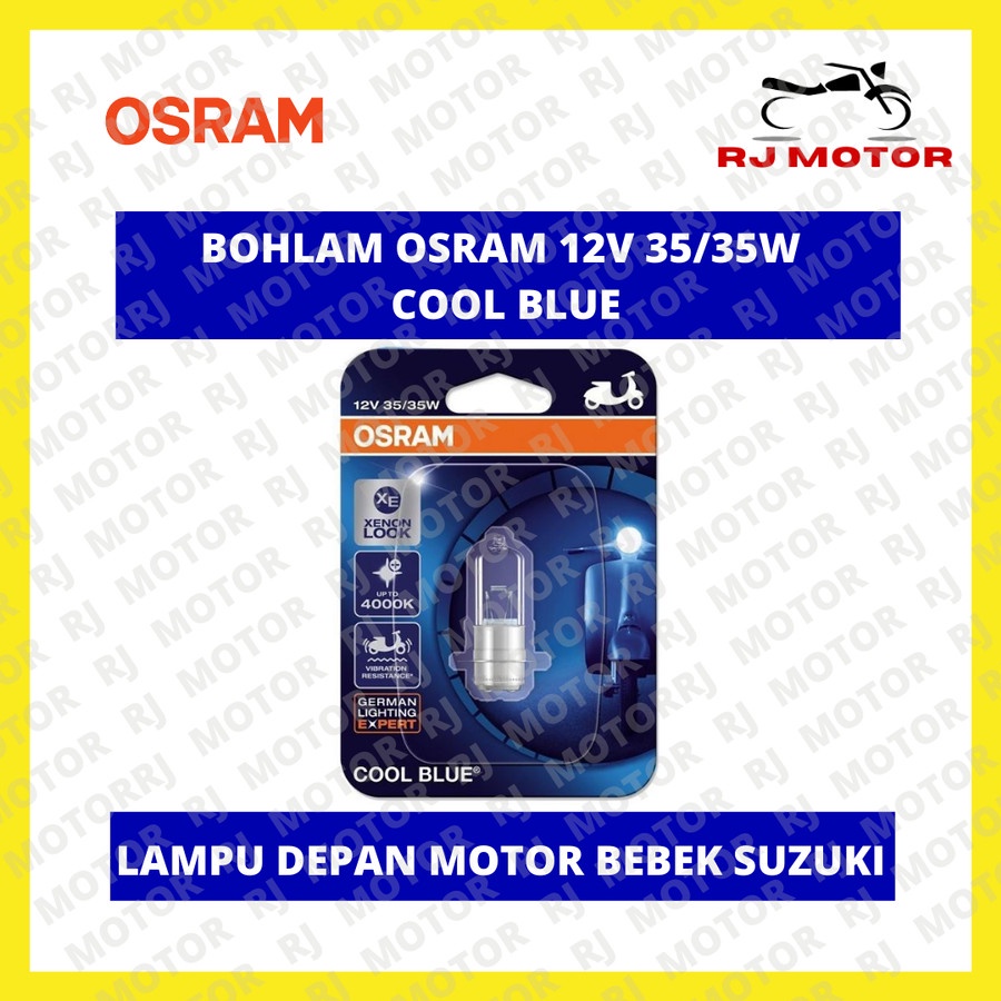 BOHLAM OSRAM 12V 35 35W COOL BLUE LAMPU DEPAN MOTOR BEBEK SUZUKI ASLI