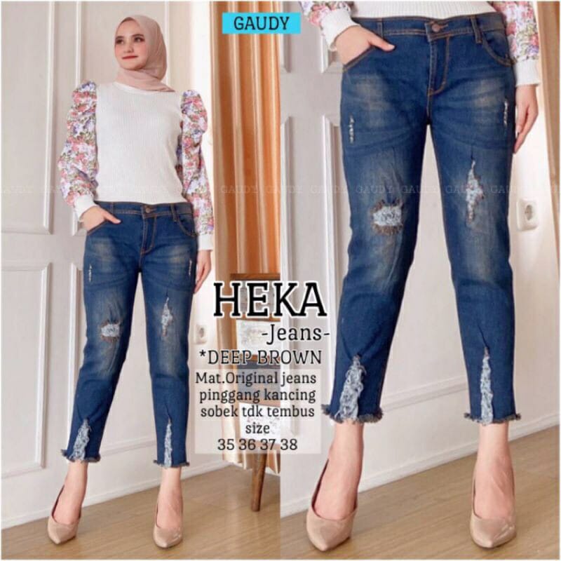 SIZE 31-38! HEKA JEGGING 7/9 VARIASI SOBEK TIDAK TEMBUS.BNN