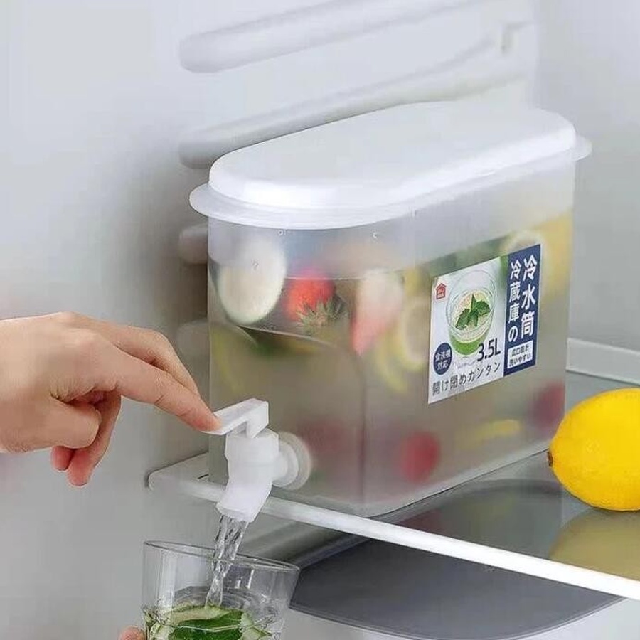 Botol Air Minum Kotak Water Dispenser Kulkas Mini Aman Simpan Jus infused Water sirup minuman segar 