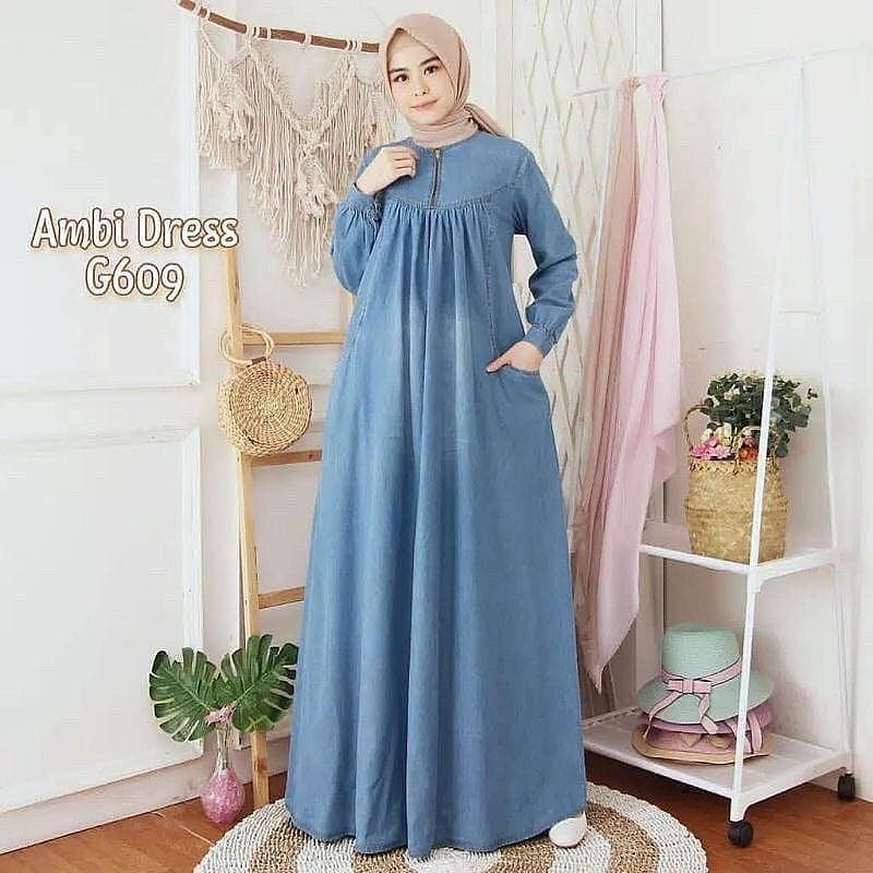 Ambi Gamis Dress Jeans Terbaru Gamis Levis Jumbo Dress Levis Gamis Jeans Busui Pakaian Wanita