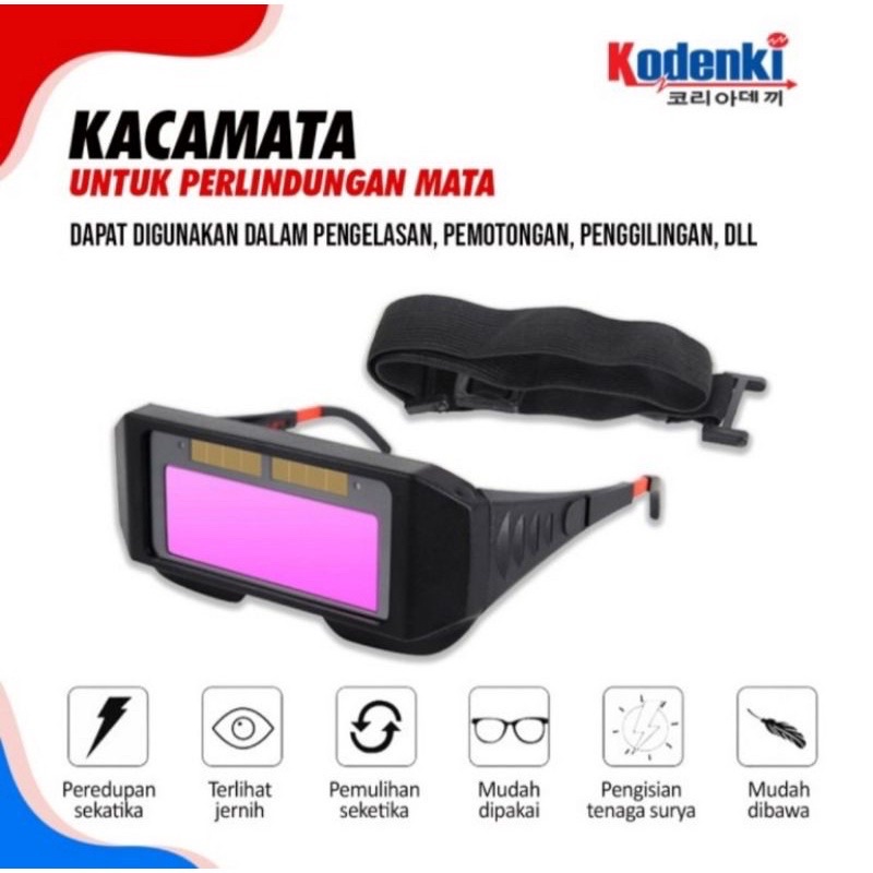 KODENKI Kacamata Las Auto Dark Otomatis Redup Welding Goggle Darkening