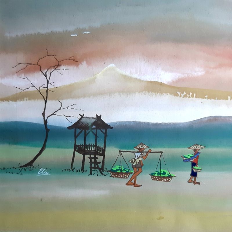 Lukisan Pemandangan Cat Air