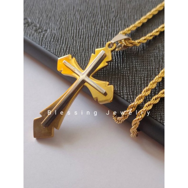 Kalung Salib Warna Emas Pria dan Wanita Kalung Salib Polos