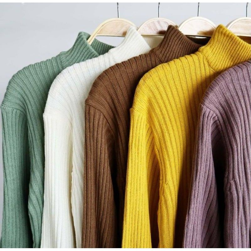 SWEATER RAJUT ARUMI BAYONETA TURTLENECK TANGAN BALON/BLOUSE RAJUT WANITA PREMIUM TEBAL