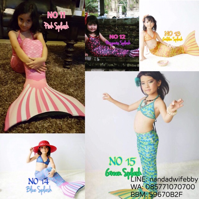 Motif Splash Baju Renang Kostum Duyung Mermaid Anak 2-13th