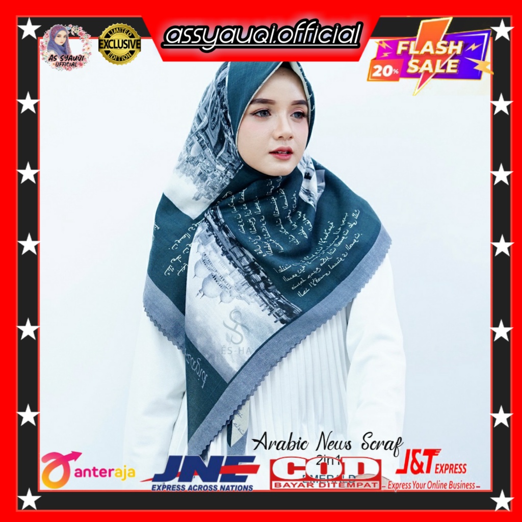 Jilbab Voal Premium Motif Koran Arab | Motif Aksara Jawa | Motif Korea | Hijab Motif