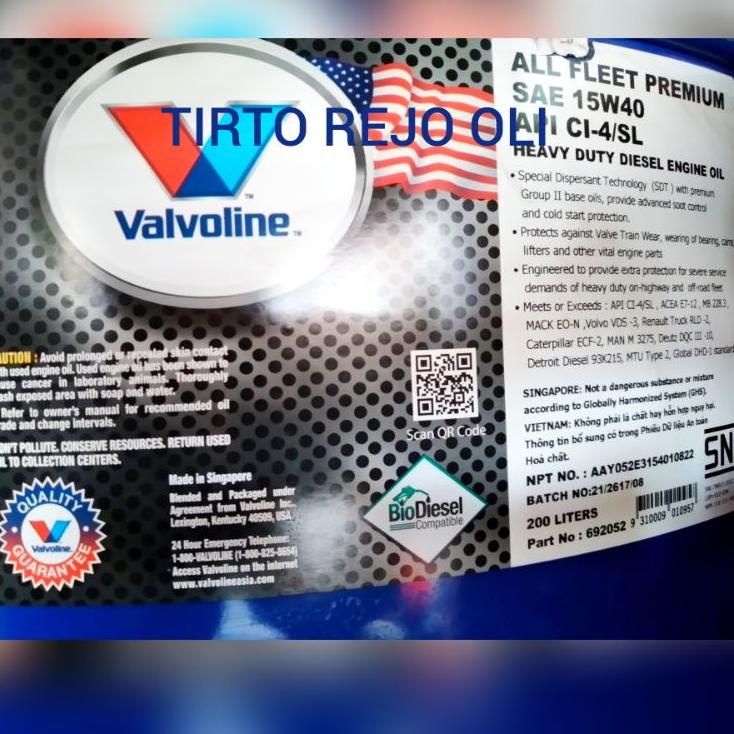 Best VALVOLINE ALL FLEET  ECERAN / CURAH / REPACK DARI DRUM