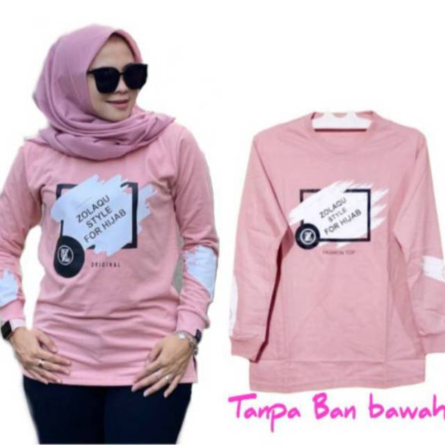 1 KAOS  WANITA  LENGAN  PANJANG  TERBARU MOTIP ZOLAQU 