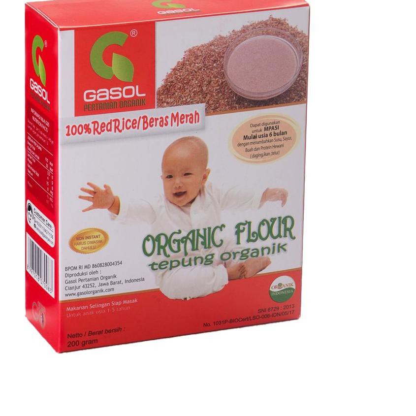 

(orl-1272) Gasol Organik Tepung Beras Merah Red Rice Makanan Bayi Mpasi 200g ,,