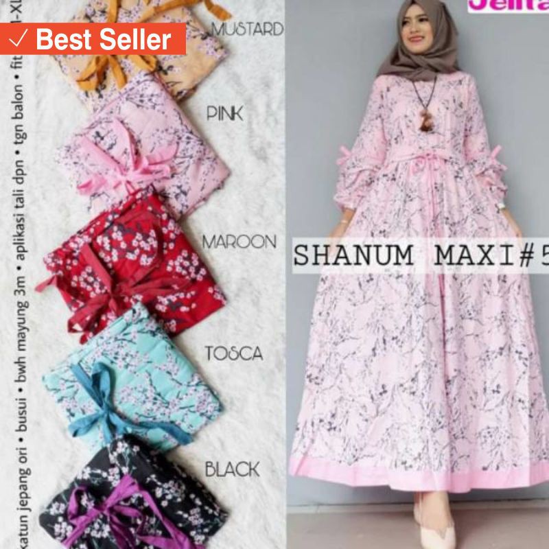 DRESS MAXI WANITA CANTIK ANGGUN RAPI HALUS MURAH / Shanum maxy