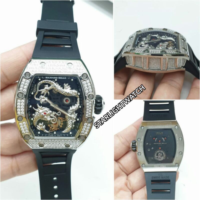 JAM TANGAN PRIA RM AUTOMATIC SILVER RING PERMATA