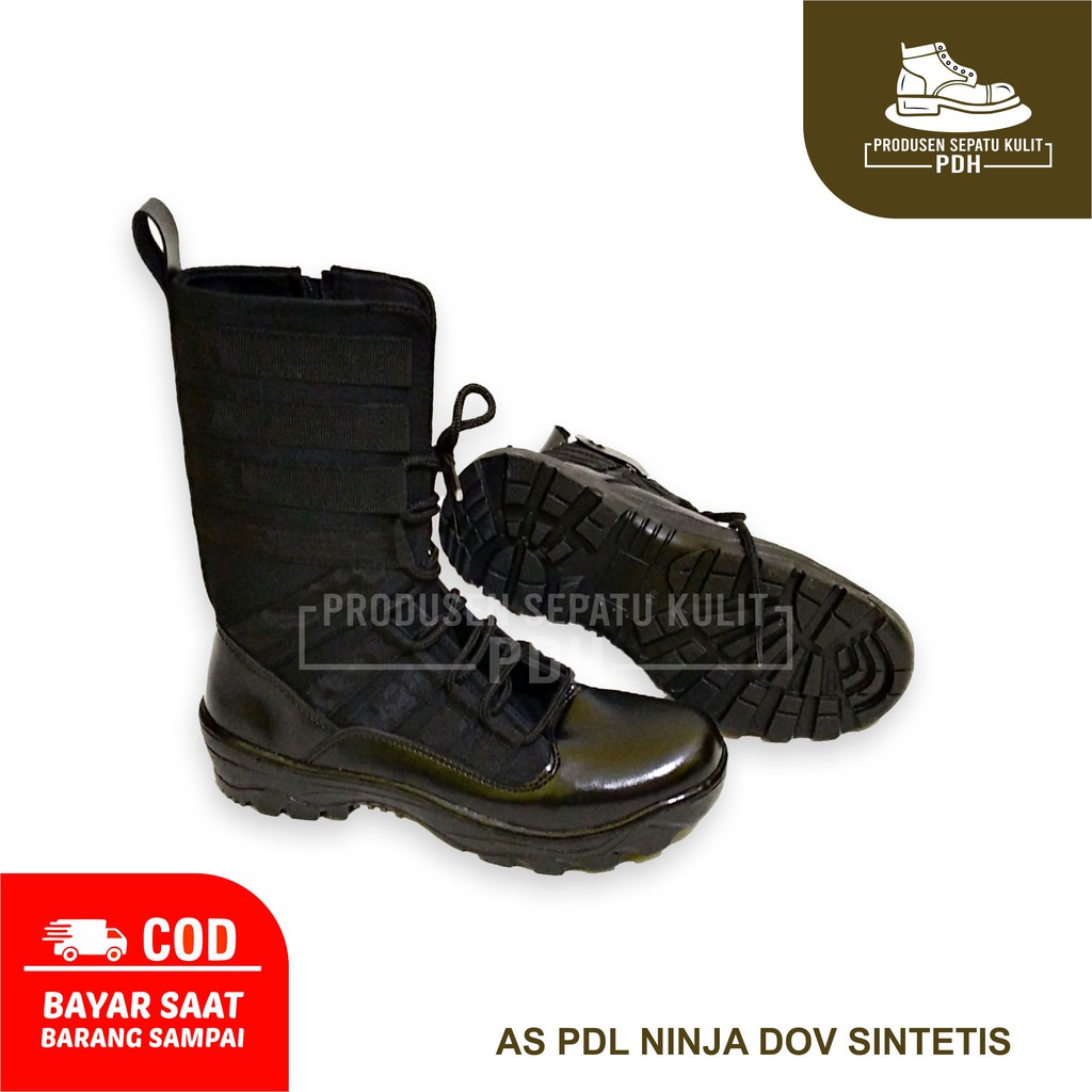 SEPATU NINJA PDL SATPAM TNI POLRI JATAH KANVAS KULIT SINTETIS PDL PRIA SECURITY WEBA