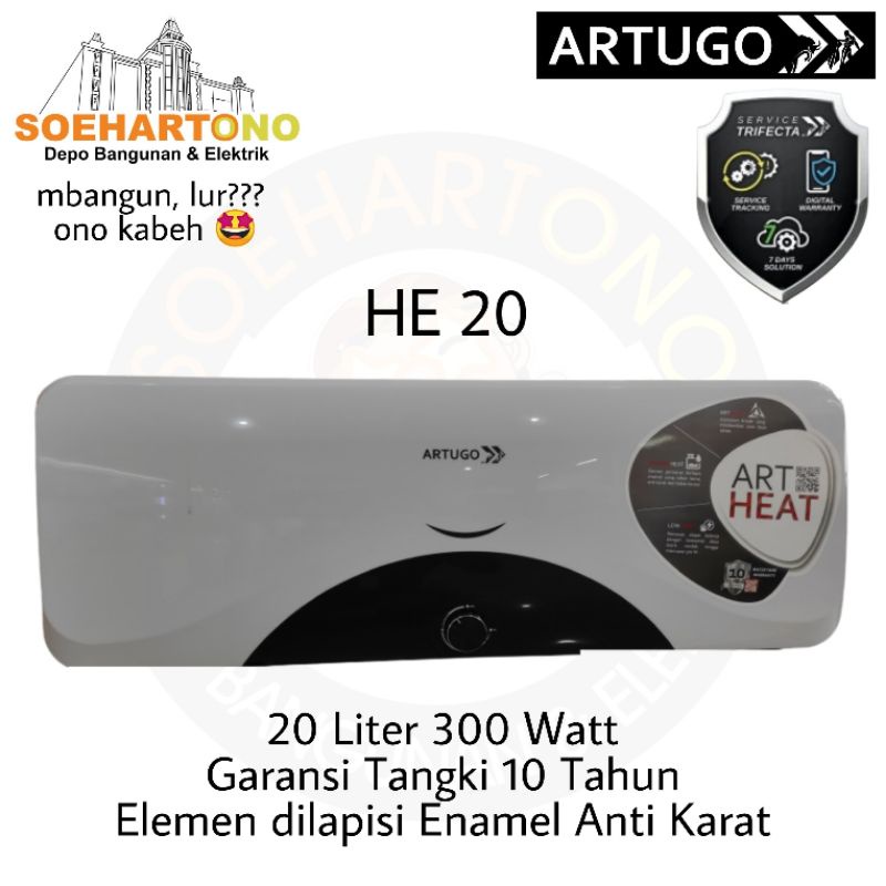 Artugo HE 20 Slim Water Heater Low Watt 20 Liter 300 Watt