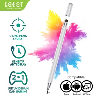 STYLUS PEN ROBOT RSP01 Universal 2 in 1 Capacitive for Mobile and Tablet PC - ORIGINAL