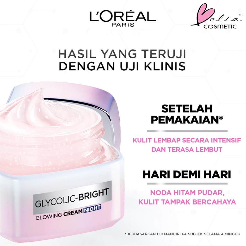 ❤ BELIA ❤ LOREAL PARIS Glycolic Bright Glowing Series | Instant Serum | Daily Cleanser Foam | Cream Day SPF 17 | Night | Mask Sheet | Acid | L'Oreal | BPOM