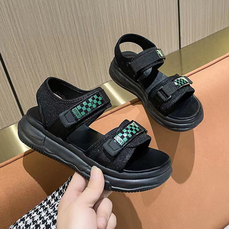 Sandal Gunung Wanita Import Sandal Fashion Cewek Dengan 2 Strap Variasi Motif Papan Catur