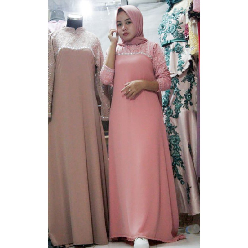 gaun ceruty/ gamis mewah / gamis brokat/ gaun simple