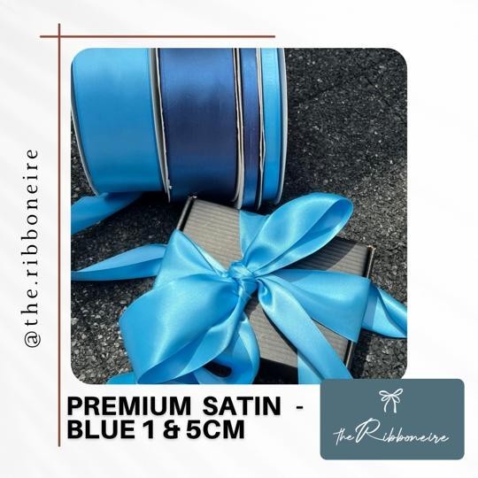 

Premium Satin Blue Series /Pita Biru satin 1&5cm per Meter - Biru, 1cm