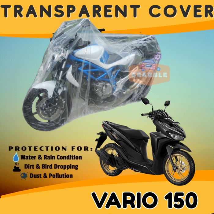 Sarung Cover Motor Plastik Transparan Vario 150 Waterproof Jaket Tutup Mantel Motor Vario 150 Anti A