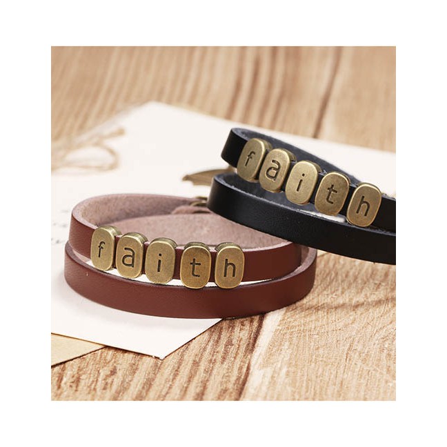 LRC Gelang Tangan Fashion Letter Cowhide Woven Bracelet F6309X