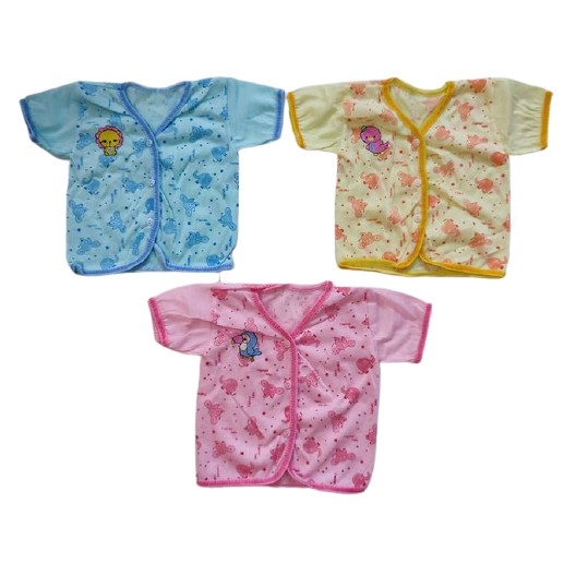 12pc baju lengan pendek bayi bordir polos / sablon