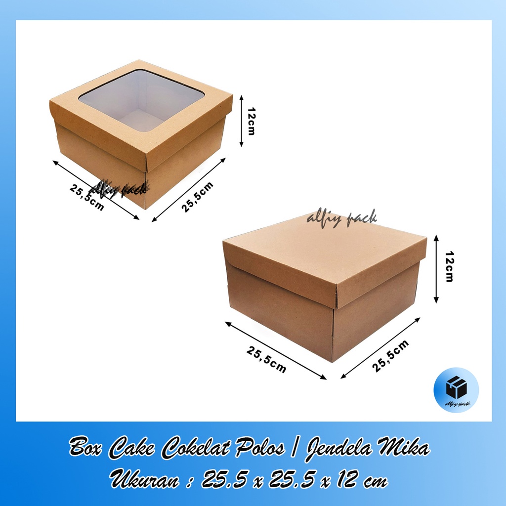

1pack isi 10pcs BOX CAKE JENDELA MIKA / COKELAT POLOS UKURAN 25x25x12 CM KOTAK KUE BOLU DUS PACKAGING TART GIFT BOX